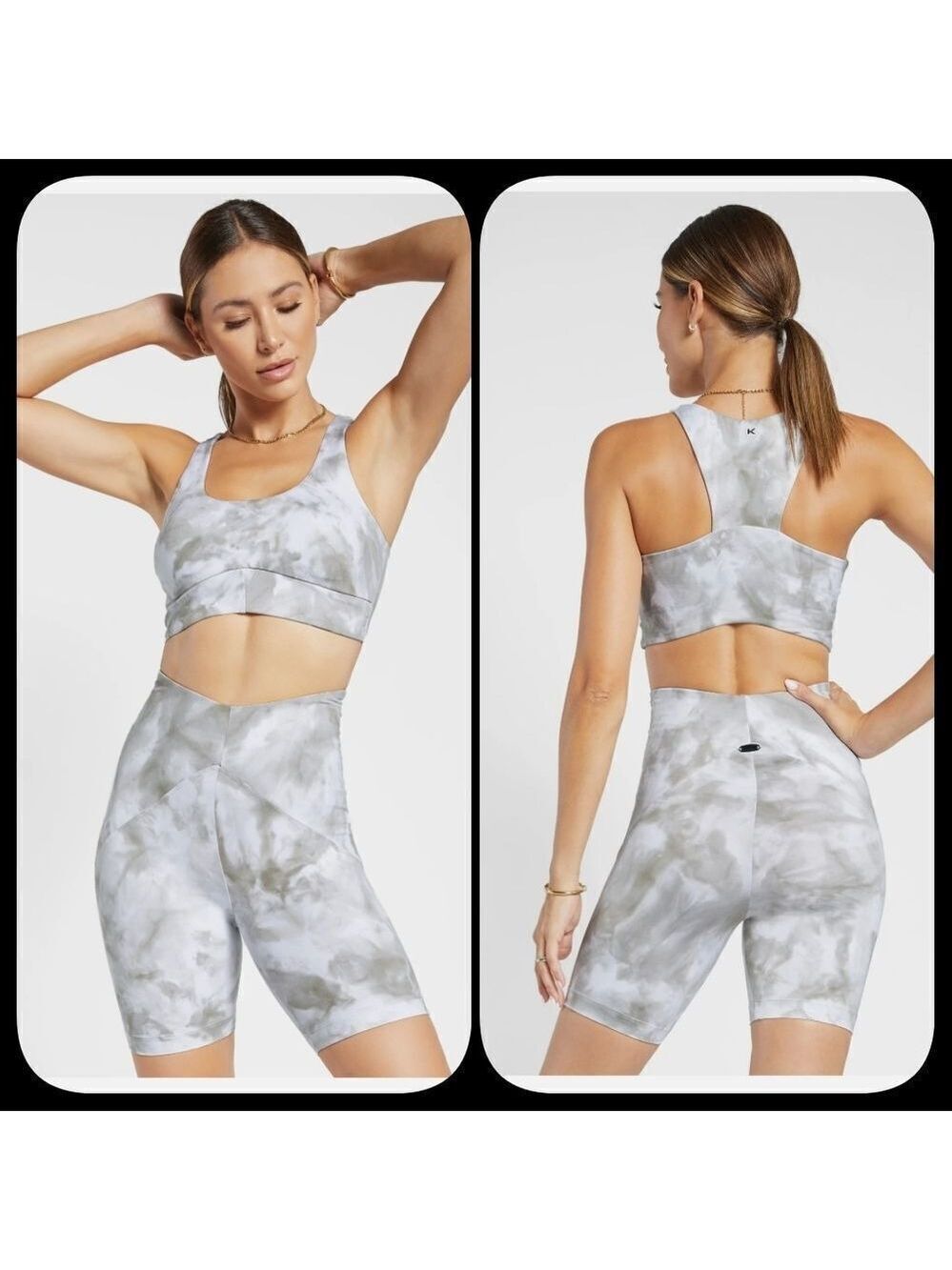 Koral Serve Colorfast High Rise Shorts S Gray White NWT